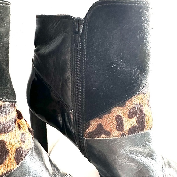 HISPANITAS Leather Ankle Heel Boots Sz 40 (8.5) Suede Pony Hair Animal Print - Picture 4 of 12